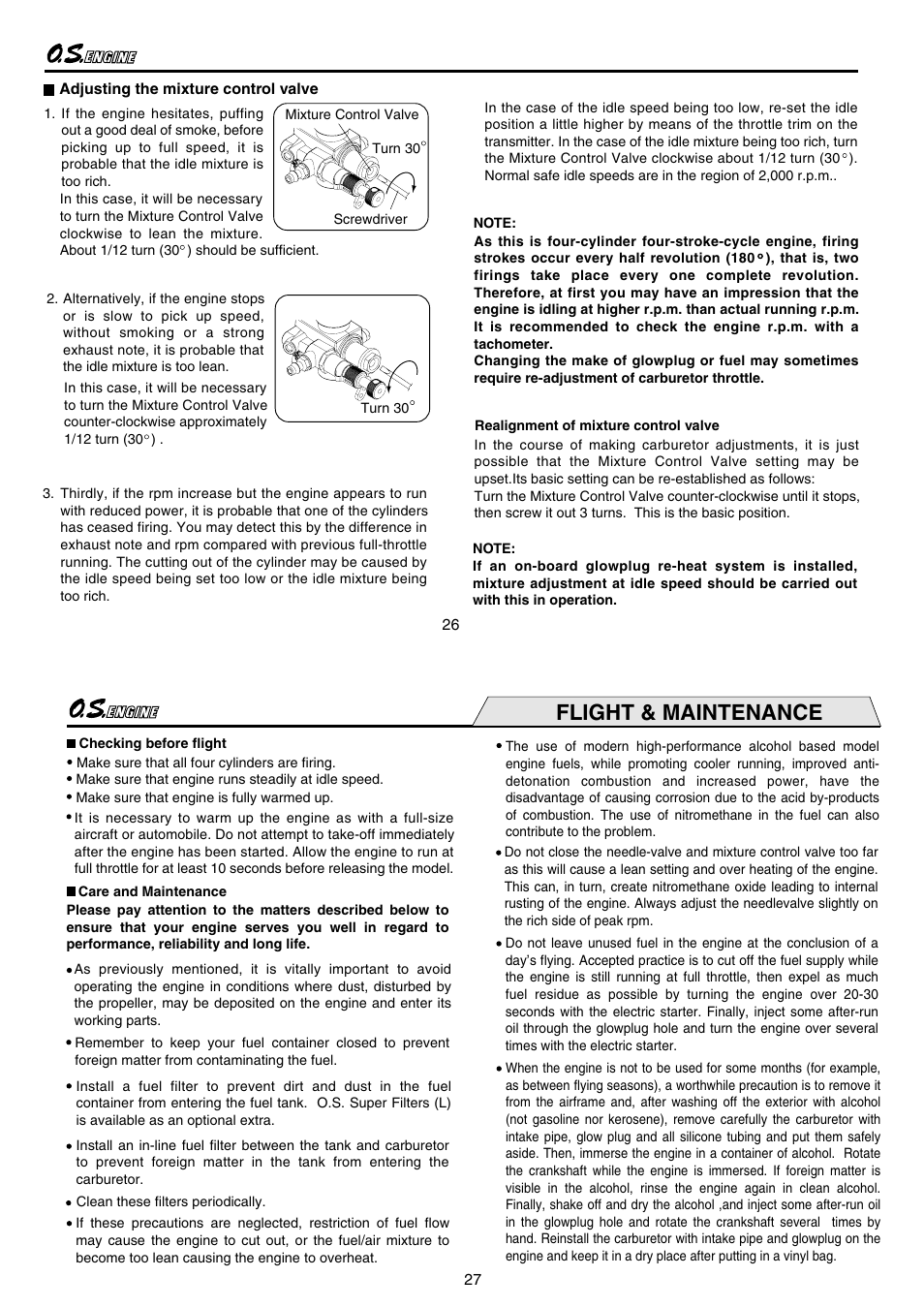 Flight & maintenance | O.S. Engines IL-300 User Manual | Page 14 / 18