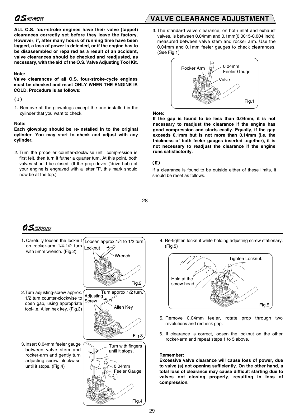 Valve clearance adjustment | O.S. Engines IL-300 User Manual | Page 15 / 18