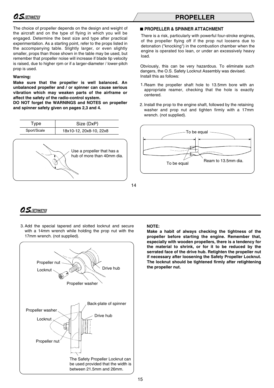 Propeller | O.S. Engines IL-300 User Manual | Page 8 / 18