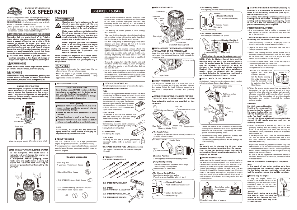 O.S. Engines R2101 User Manual | 2 pages