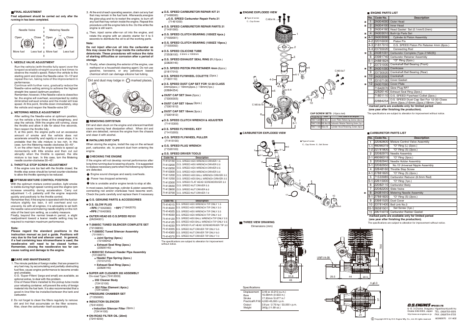 60092970_osspr2101_2a.pdf | O.S. Engines R2101 User Manual | Page 2 / 2
