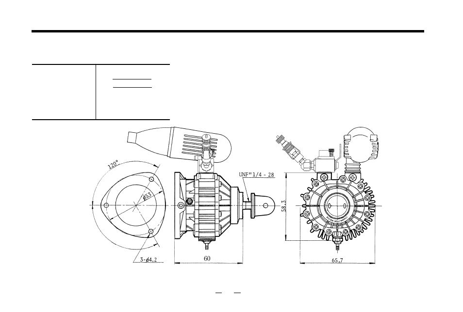 Three view drawing | O.S. Engines Rotary 49PI User Manual | Page 20 / 24