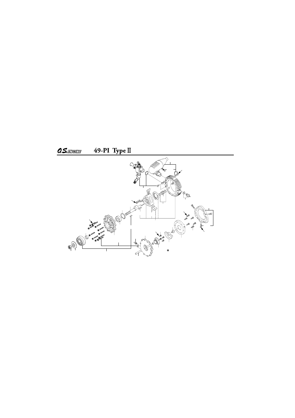 Engine exploded view | O.S. Engines Rotary 49PI Type II User Manual | Page 16 / 20