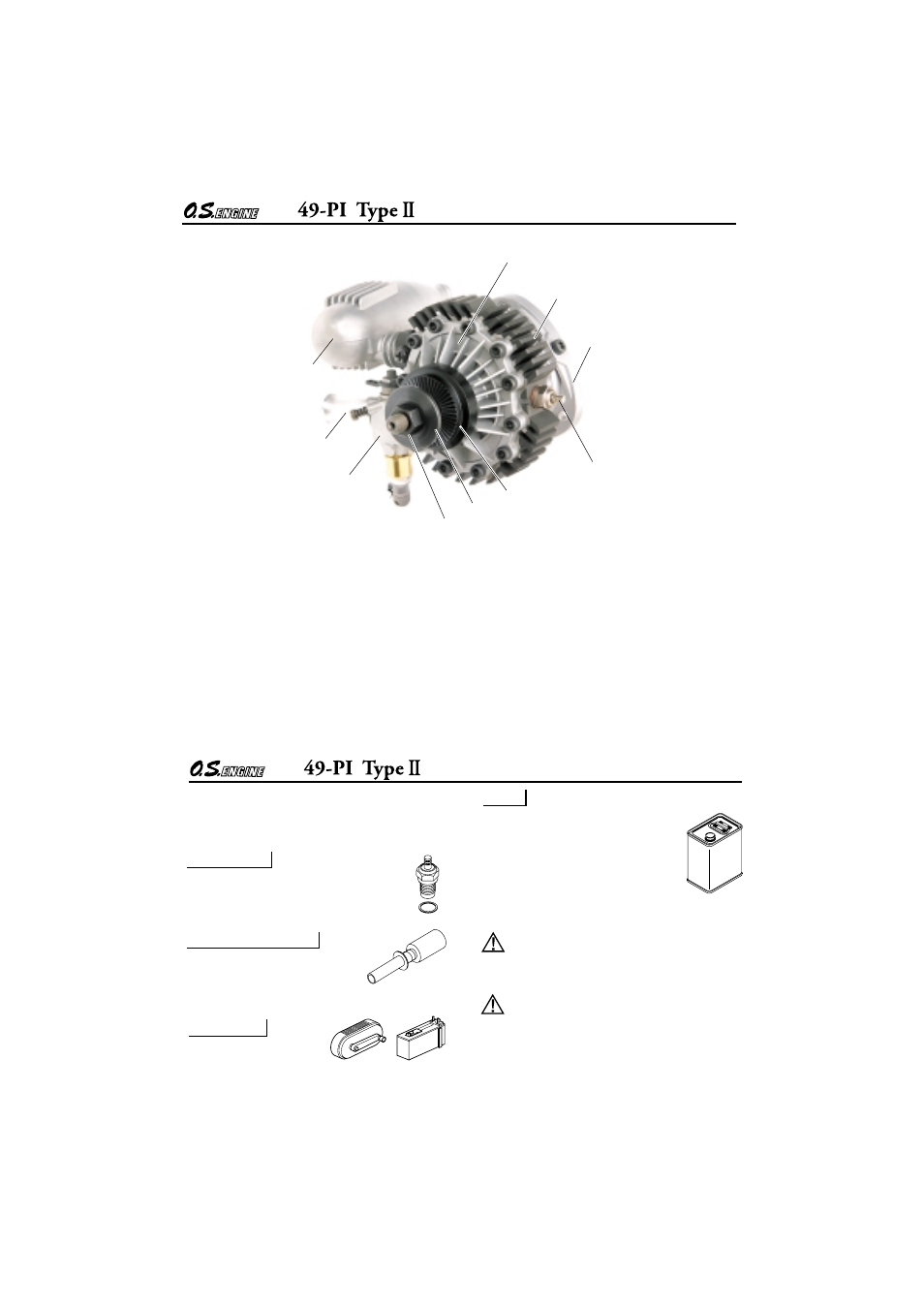 Basic engine parts, Before starting | O.S. Engines Rotary 49PI Type II User Manual | Page 6 / 20