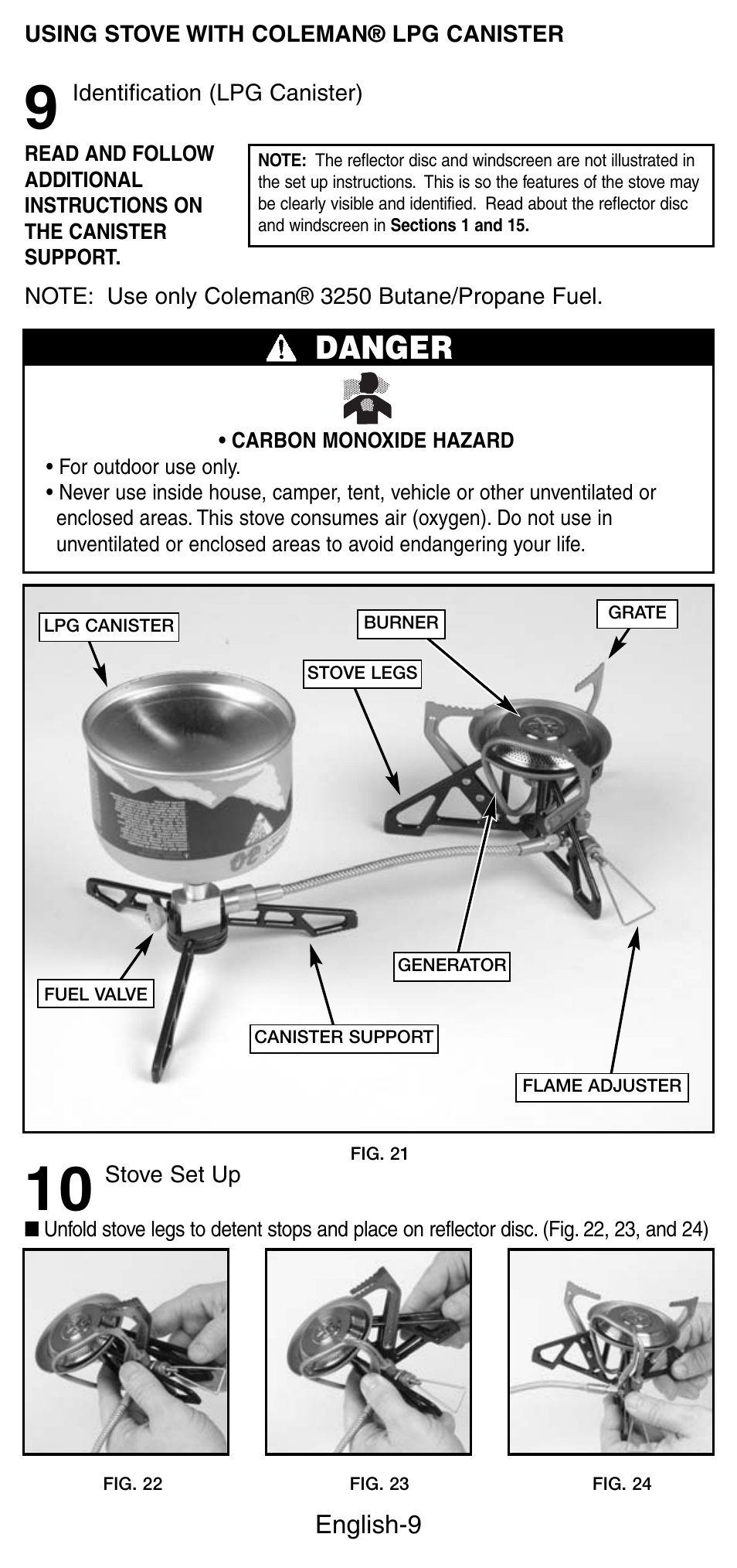 Danger | Coleman FYRESTORM 9775 User Manual | Page 10 / 20