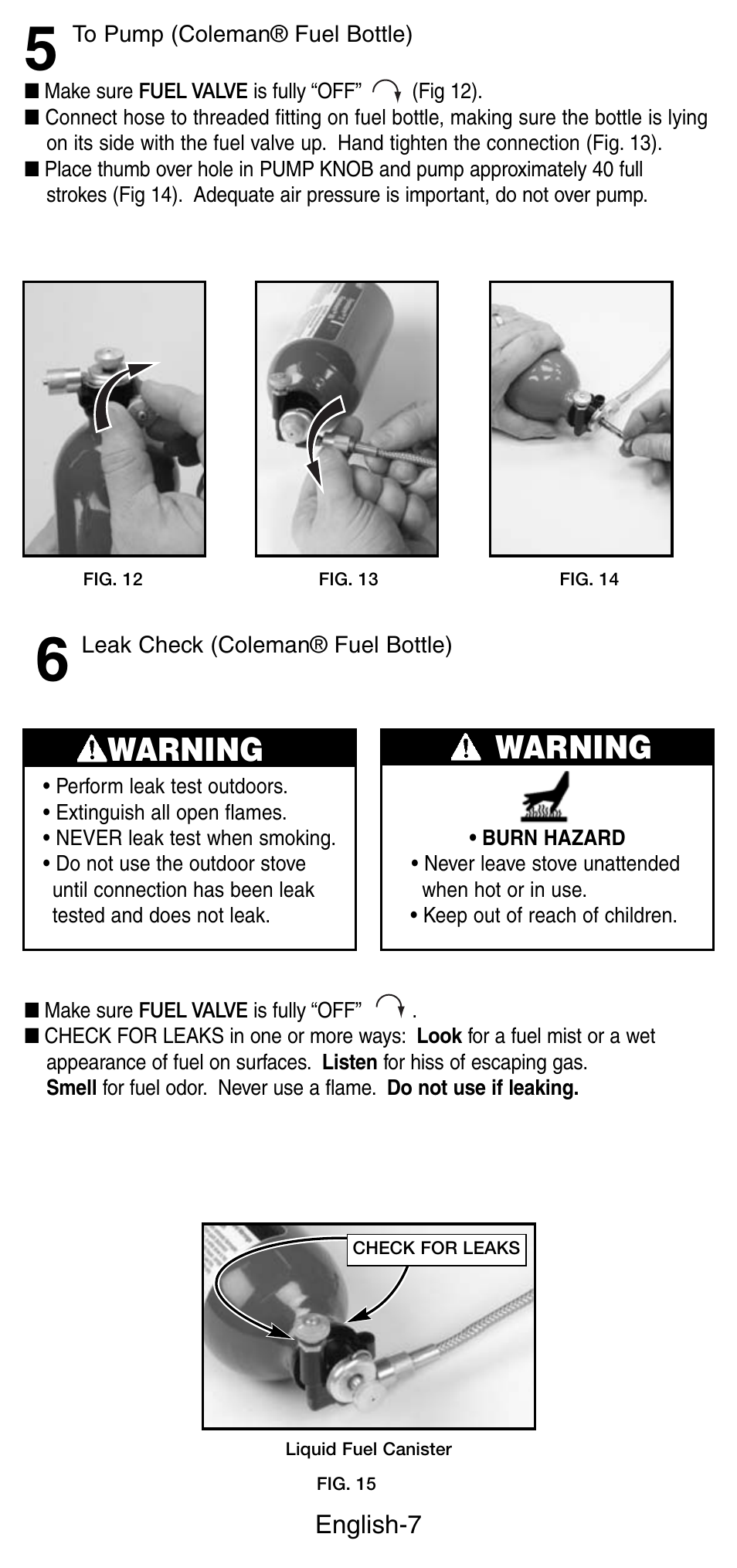 Warning | Coleman FYRESTORM 9775 User Manual | Page 8 / 20