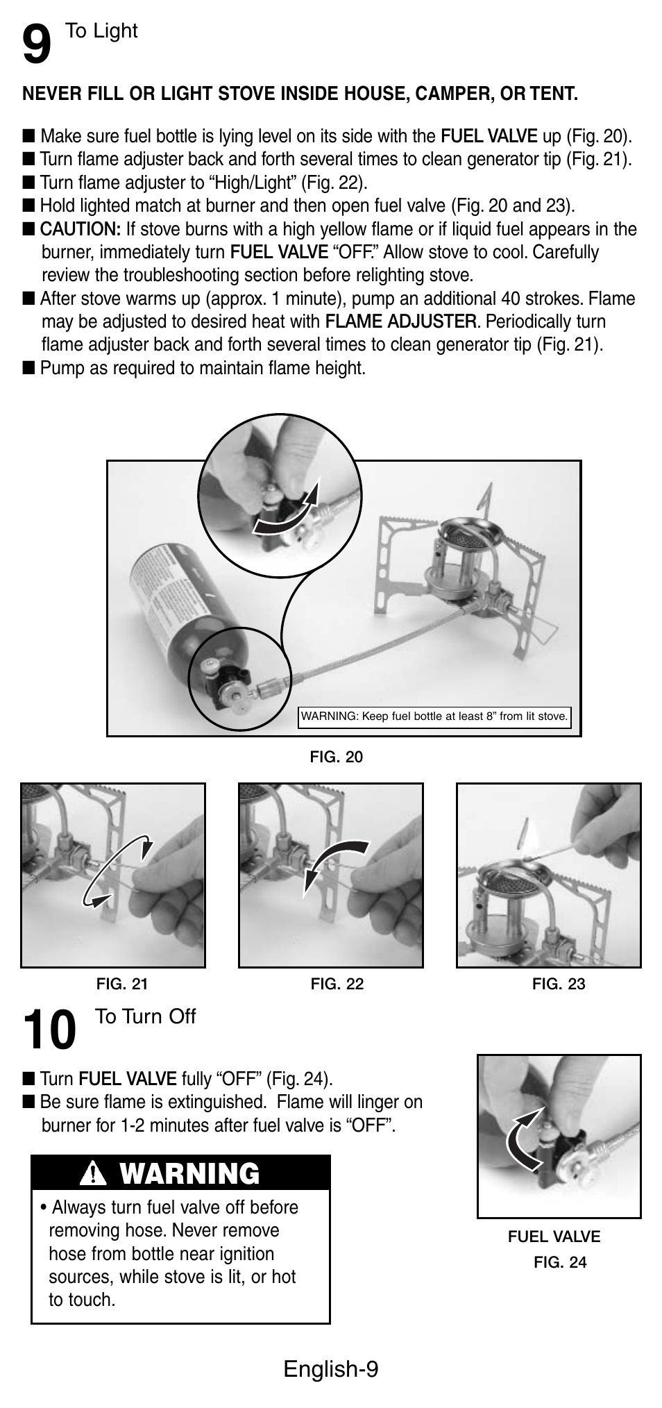 Warning | Coleman 9760 User Manual | Page 10 / 20