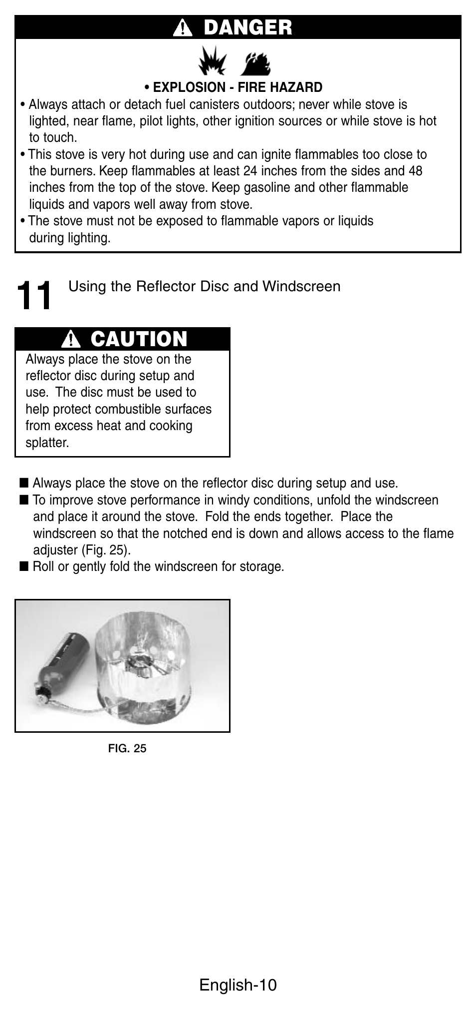 Danger, Caution | Coleman 9760 User Manual | Page 11 / 20