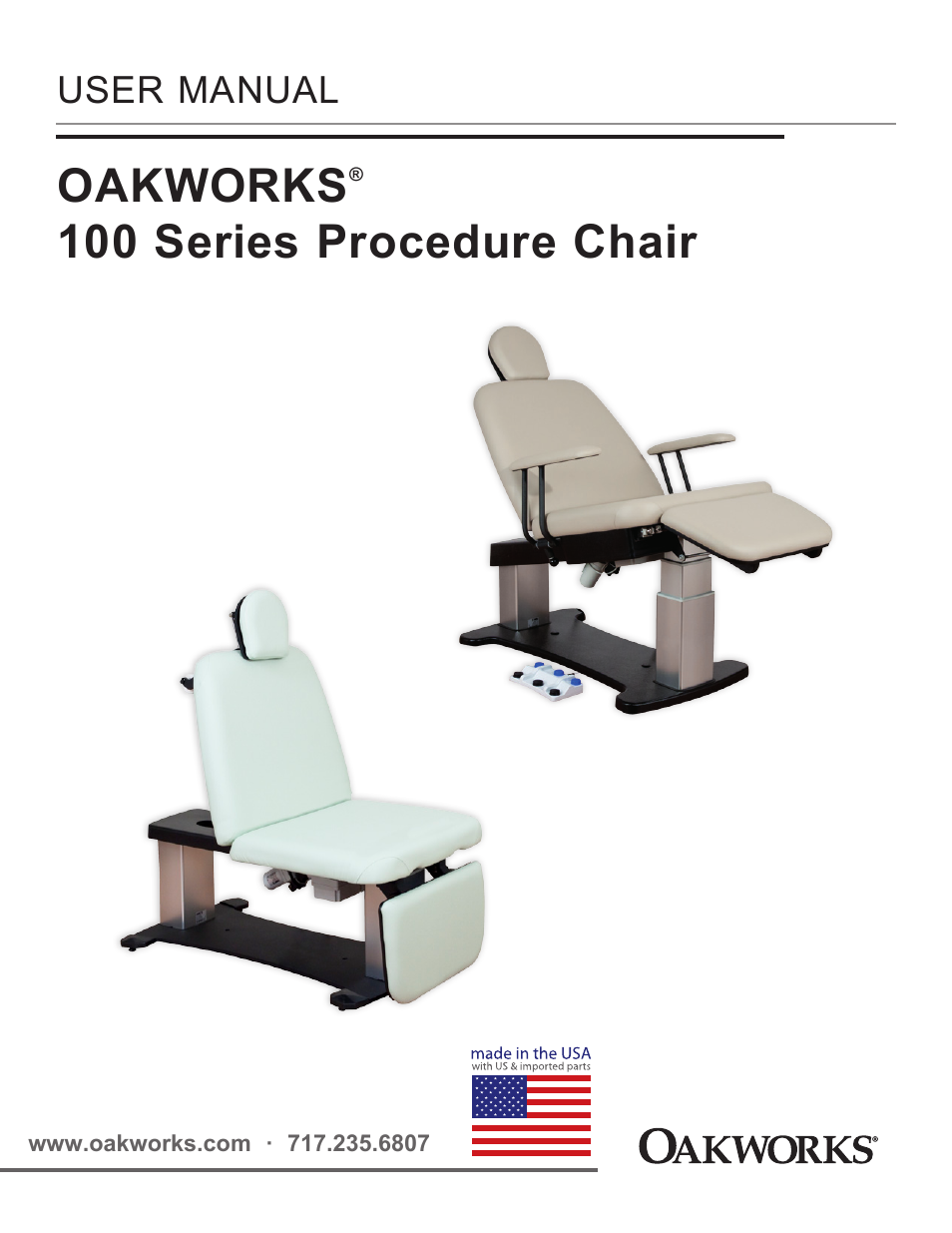 Oakworks 121A Procedure Chair Rev.D User Manual | 20 pages