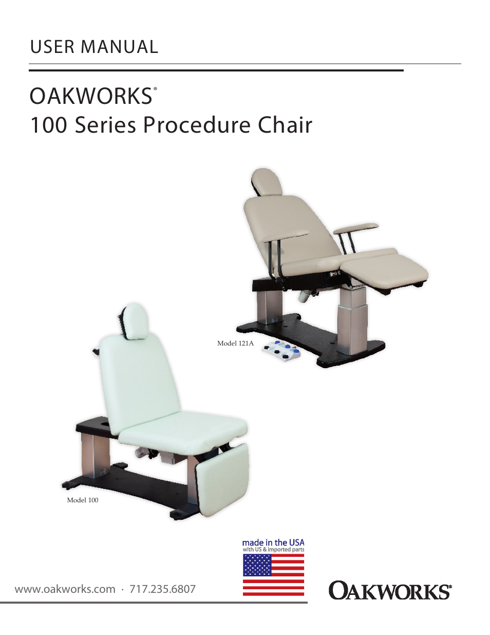 Oakworks 121A Procedure Chair Rev.C User Manual | 20 pages