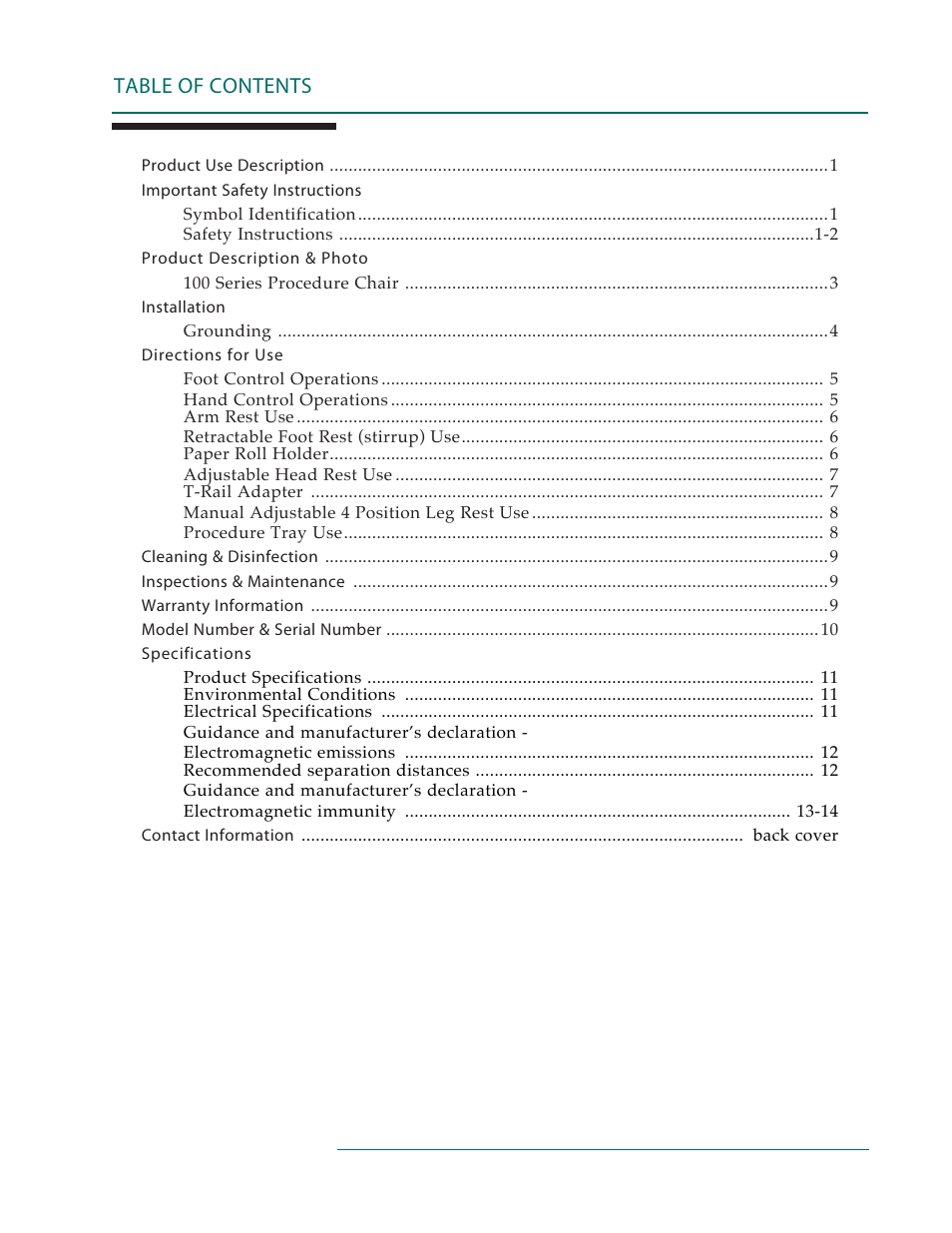 Oakworks 121A Procedure Chair Rev.C User Manual | Page 3 / 20