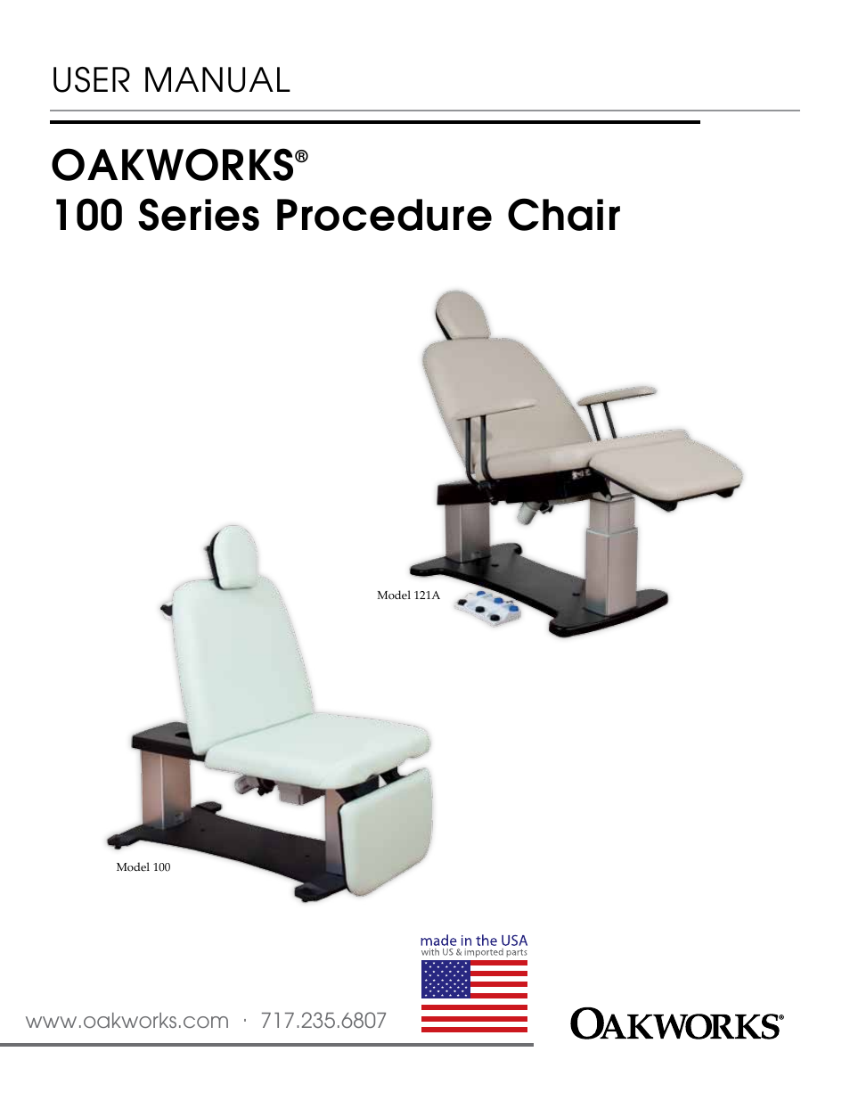 Oakworks 121A Procedure Chair Rev.B User Manual | 20 pages