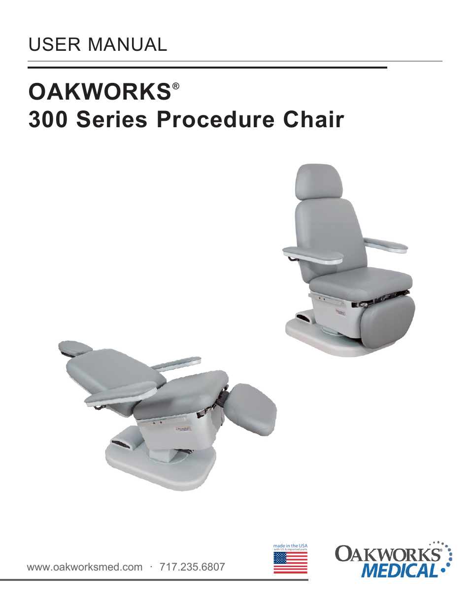 Oakworks 300 Series Procedure Chair Rev.D User Manual | 24 pages