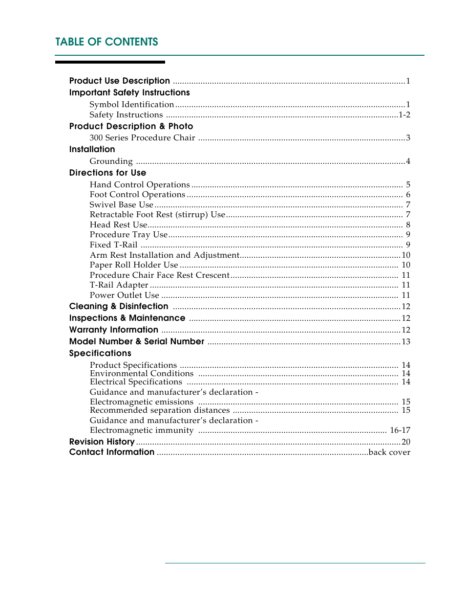 Oakworks 300 Series Procedure Chair Rev.C User Manual | Page 3 / 24