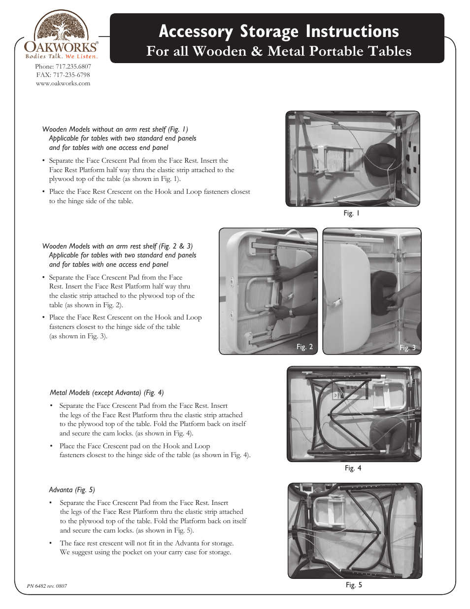 Oakworks Accessory Storage User Manual | 1 page