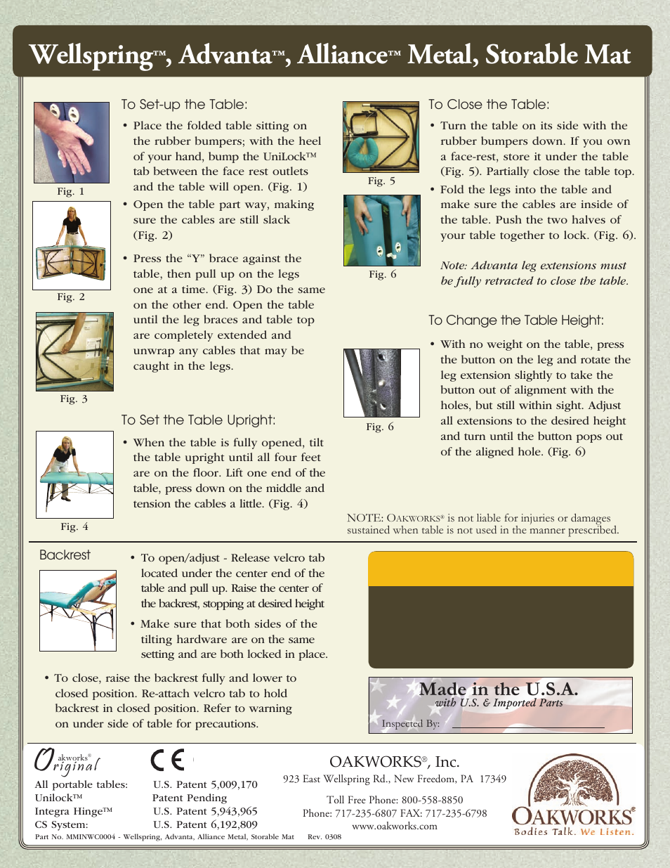 Oakworks Wellspring Setup User Manual | 1 page