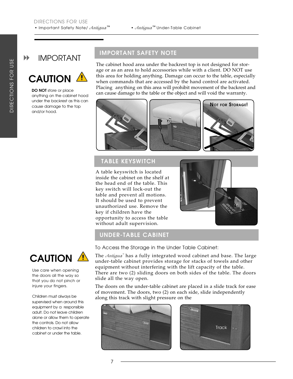 Caution, Important | Oakworks Antigua User Manual | Page 14 / 28