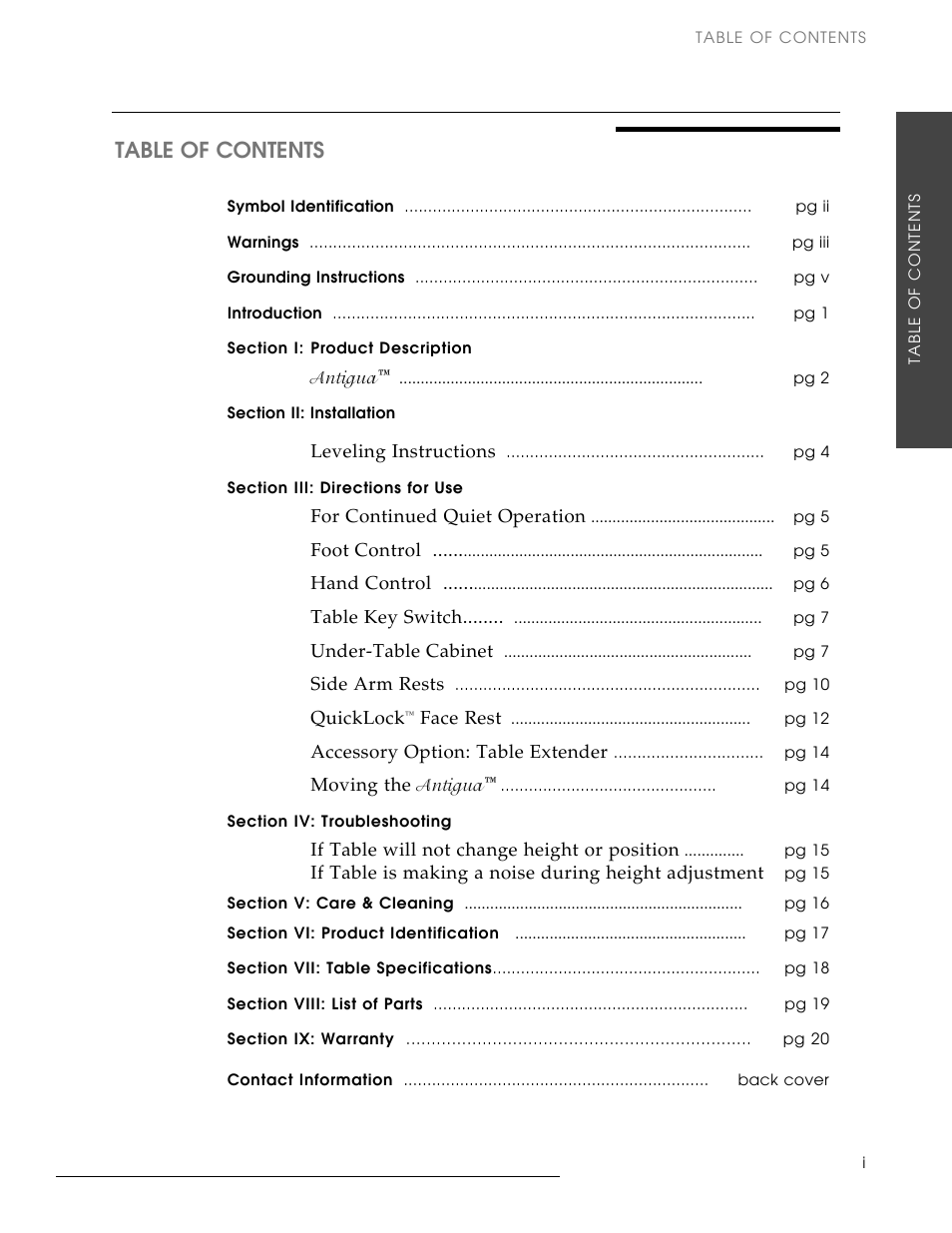 Oakworks Antigua User Manual | Page 3 / 28