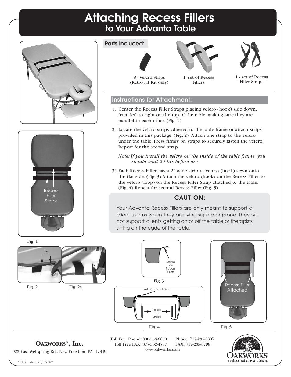 Attaching recess fillers | Oakworks Attaching Bolster Arm Rest User Manual | Page 2 / 2