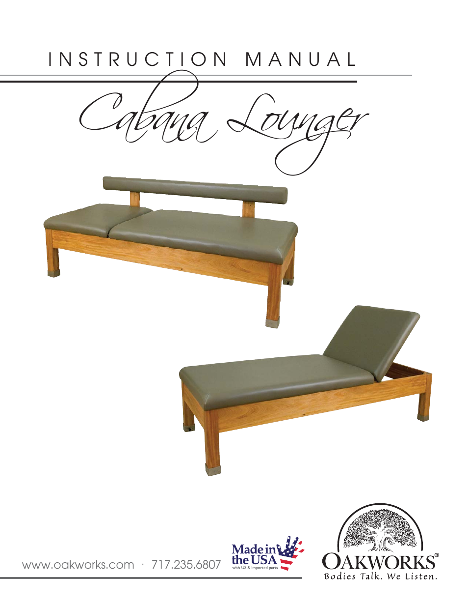 Oakworks Cabana Lounger User Manual | 12 pages