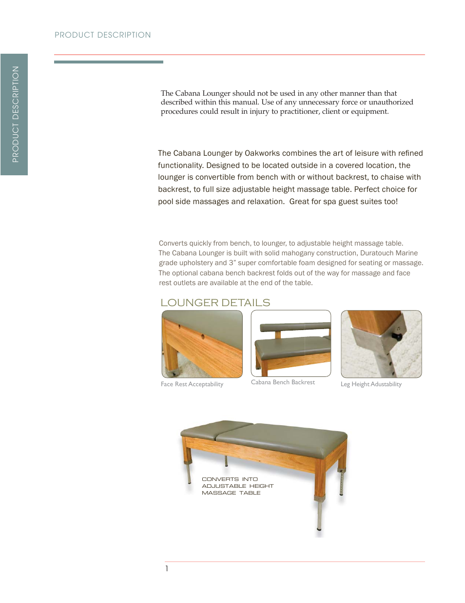 Lounger details | Oakworks Cabana Lounger User Manual | Page 4 / 12