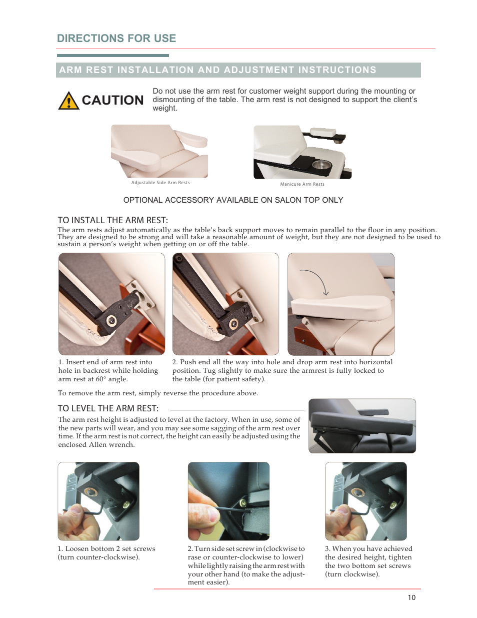 Caution, Directions for use | Oakworks Celesta/Clodagh Gemini User Manual | Page 14 / 20