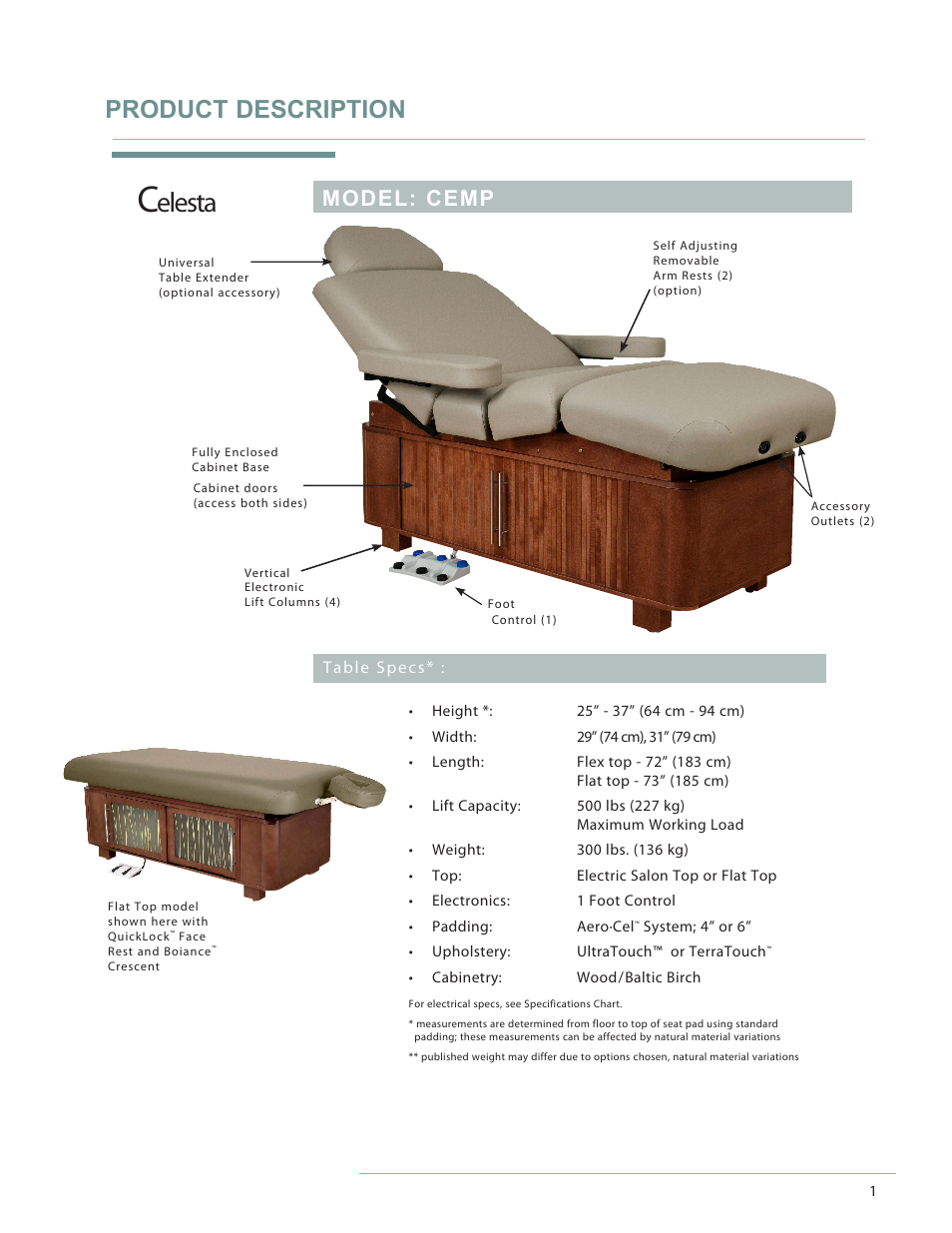 Elesta, Product description, Model: cemp | Oakworks Celesta/Clodagh Gemini User Manual | Page 6 / 20