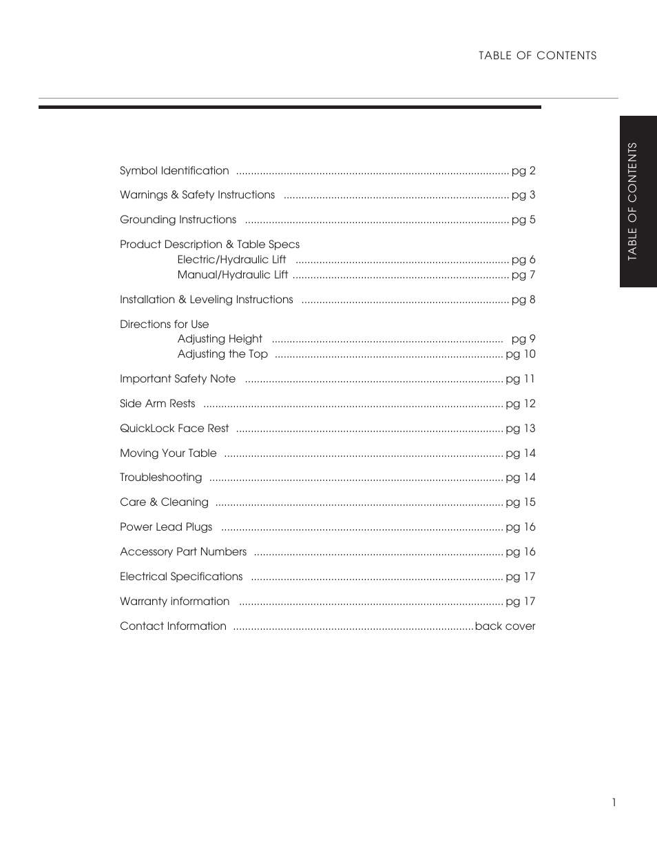 Oakworks Clinician - Electric / Hyrdaulic User Manual | Page 3 / 20