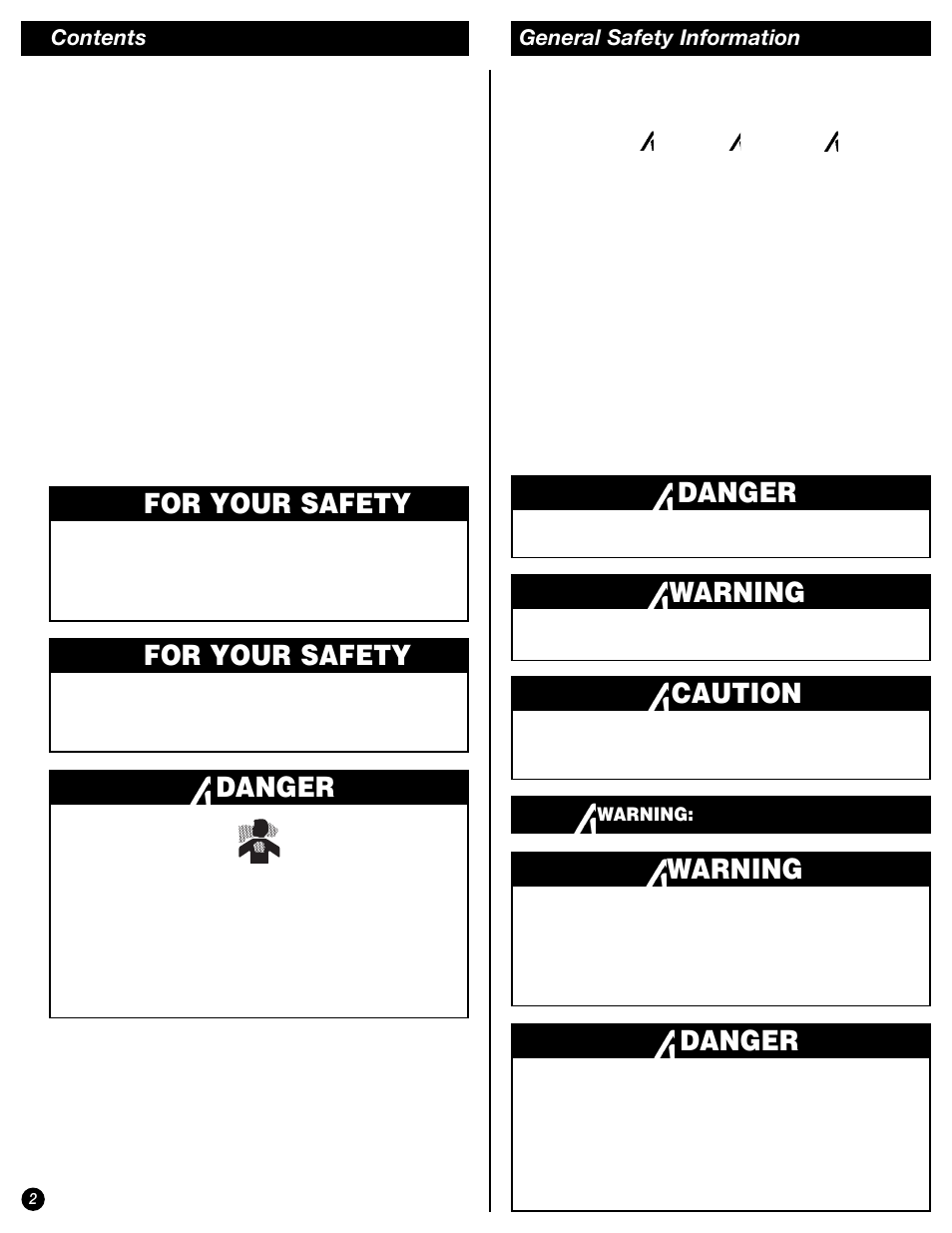 Danger, For your safety, Warning | Caution | Coleman 9941 Series User Manual | Page 2 / 12