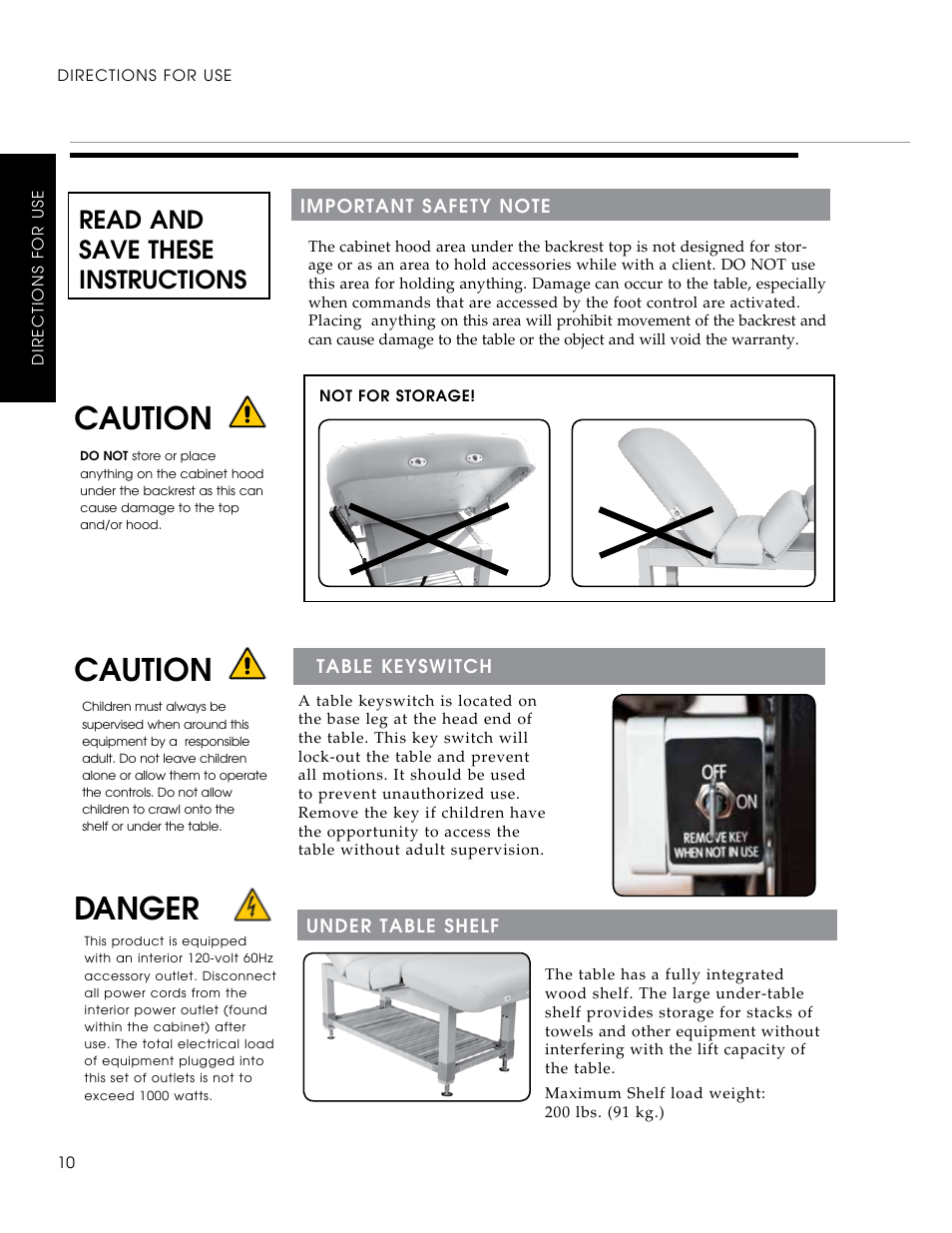 Caution, Caution danger, Read and save these instructions | Oakworks Clodagh Leo User Manual | Page 12 / 20
