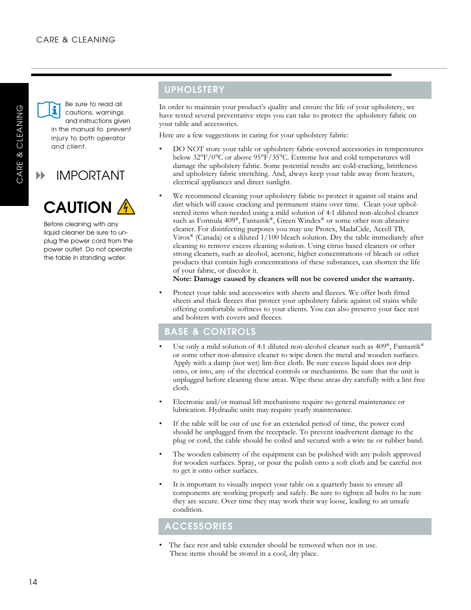 Caution, Important | Oakworks Clodagh Leo User Manual | Page 16 / 20