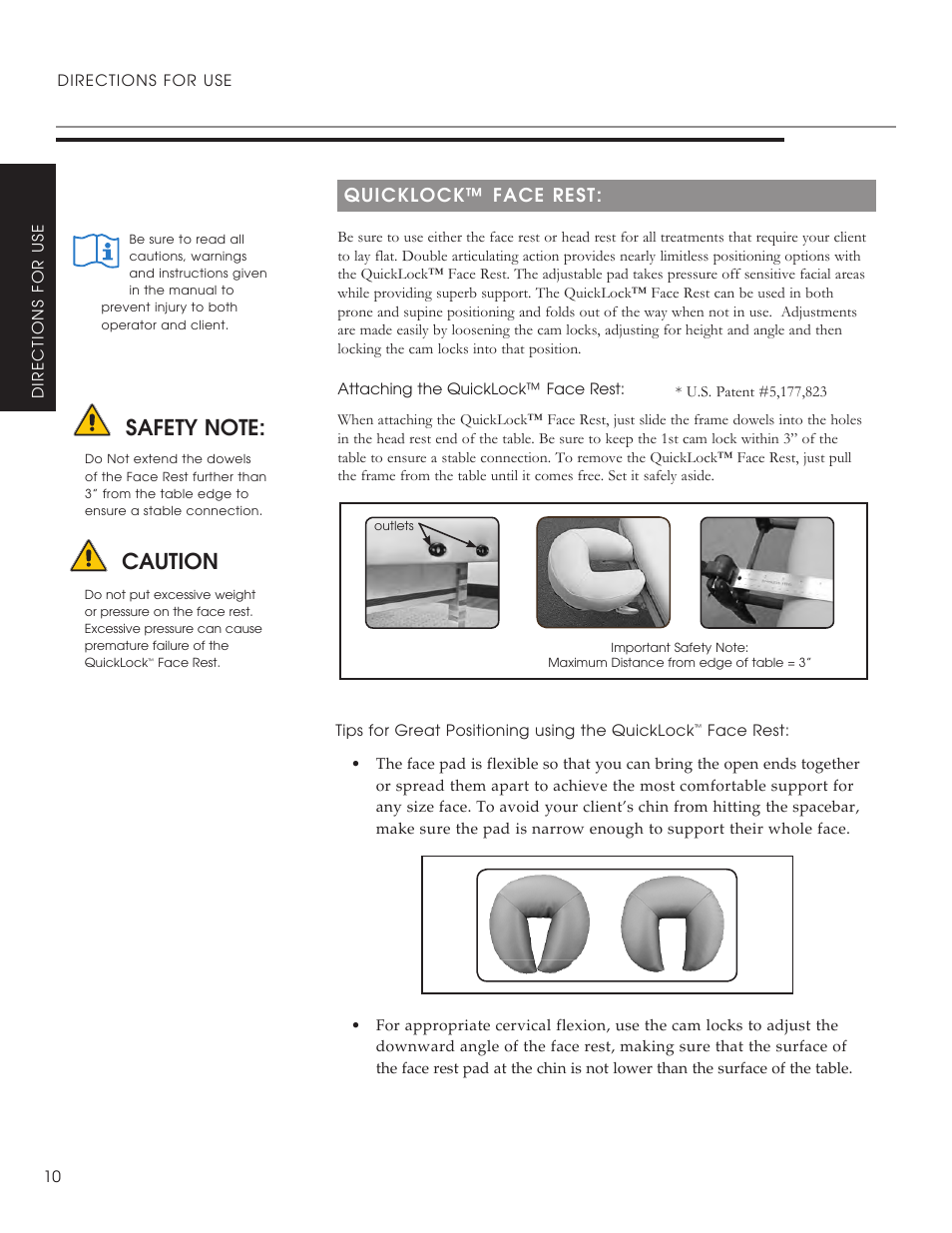 Quicklock™ face rest & head rest, Quicklock™ face rest | Oakworks Clodagh Virgo User Manual | Page 12 / 20