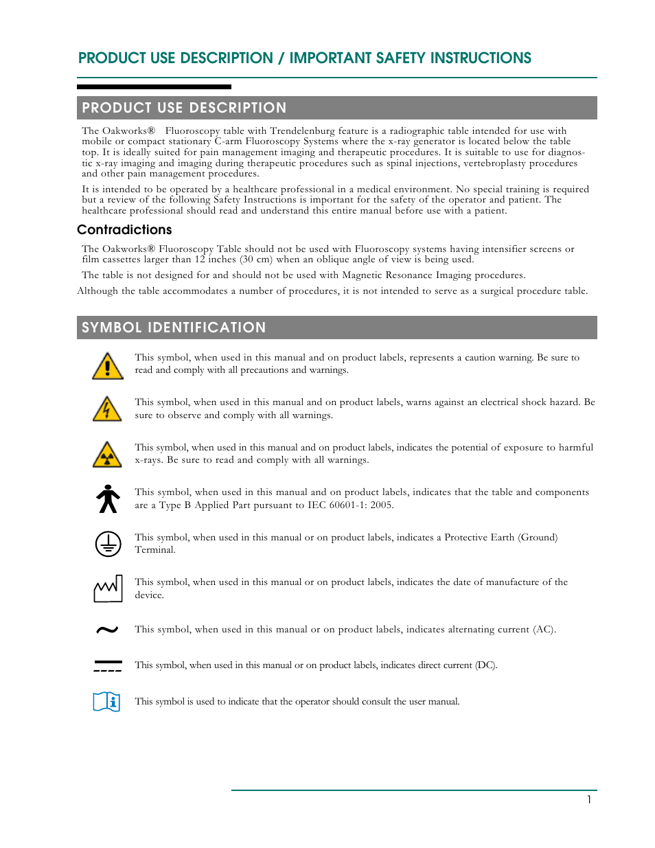 Product use description, Symbol identification, Contradictions | Oakworks DTPM300 User Manual | Page 4 / 24