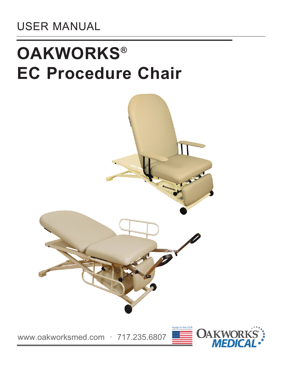 Oakworks EC Series Procedure Chair User Manual | 20 pages