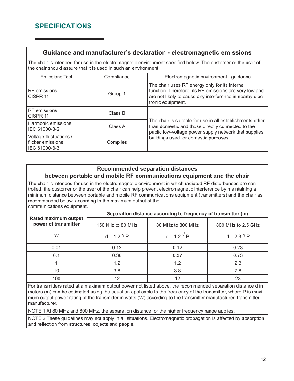 Specifications | Oakworks EC Series Procedure Chair User Manual | Page 15 / 20