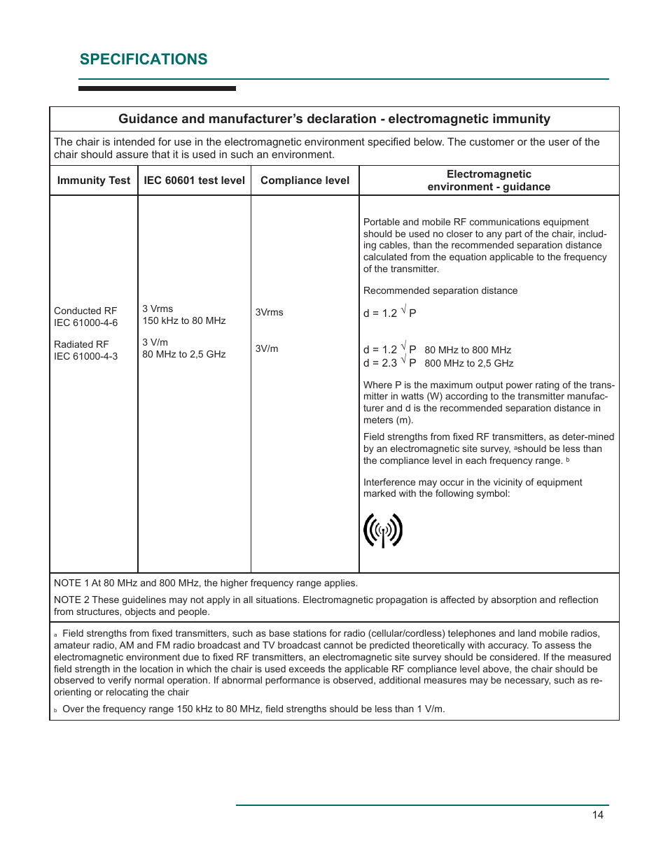 Specifications | Oakworks EC Series Procedure Chair User Manual | Page 17 / 20