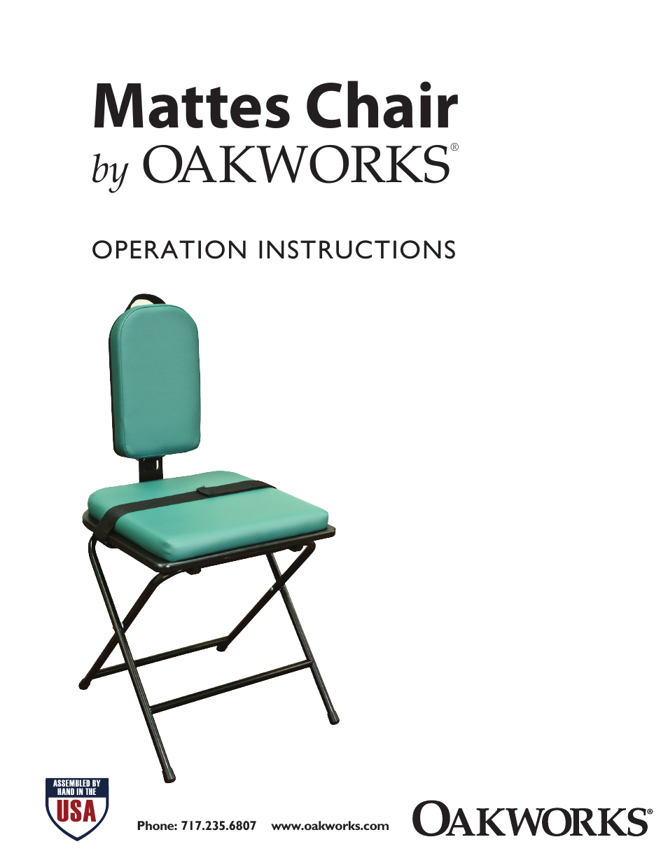 Oakworks Mattes Chair User Manual | 4 pages