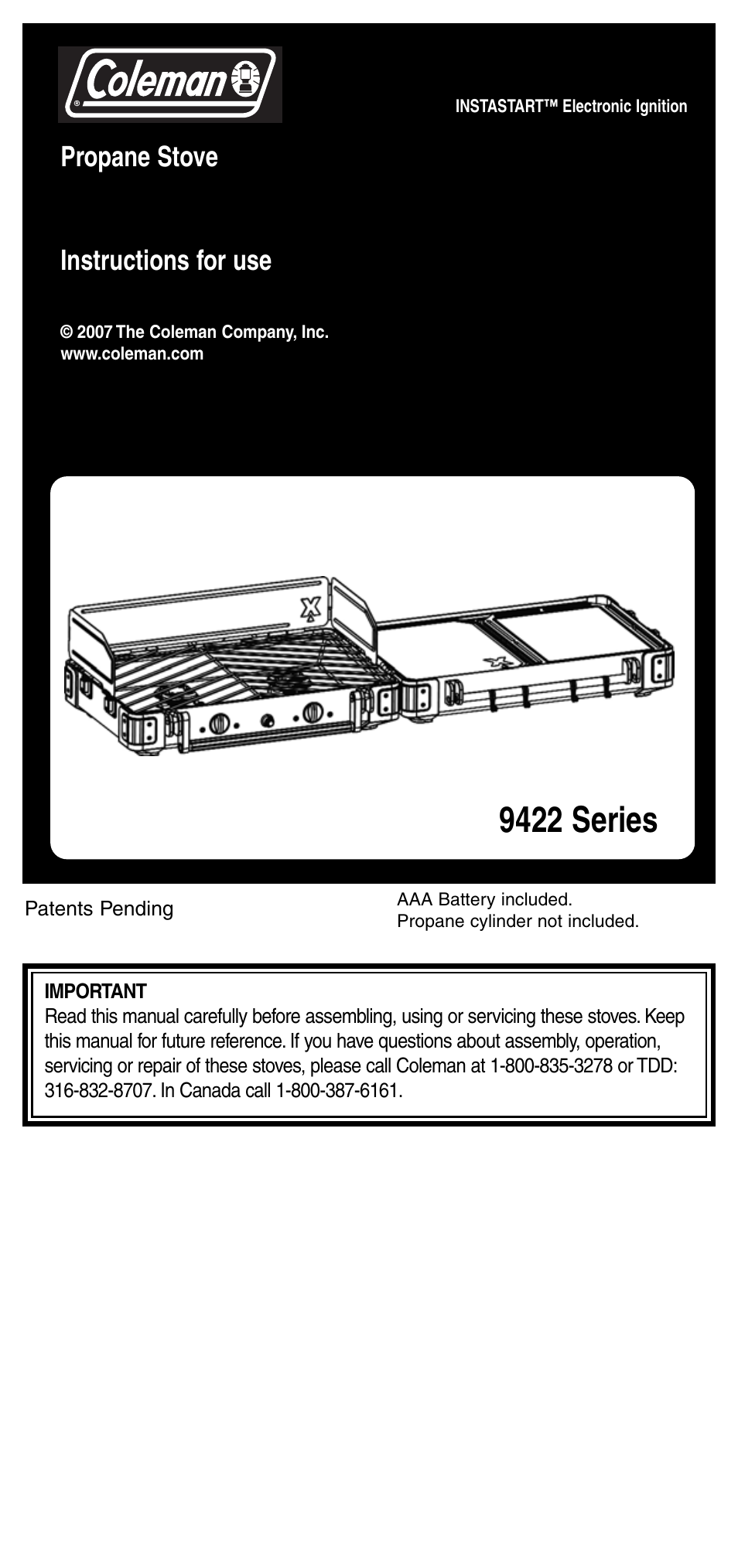 Coleman 9422 Series User Manual | 16 pages