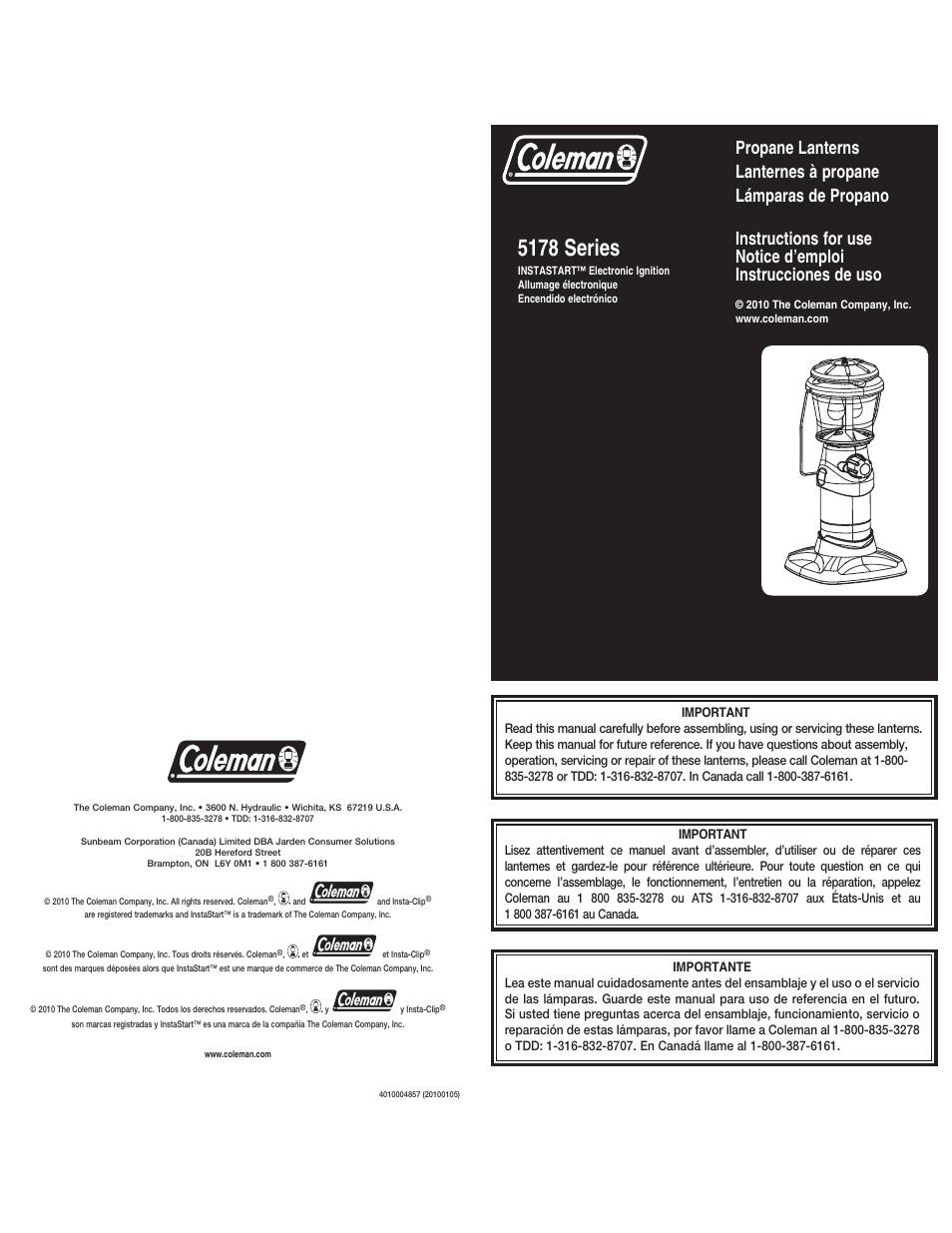 Coleman 5178 User Manual | 12 pages