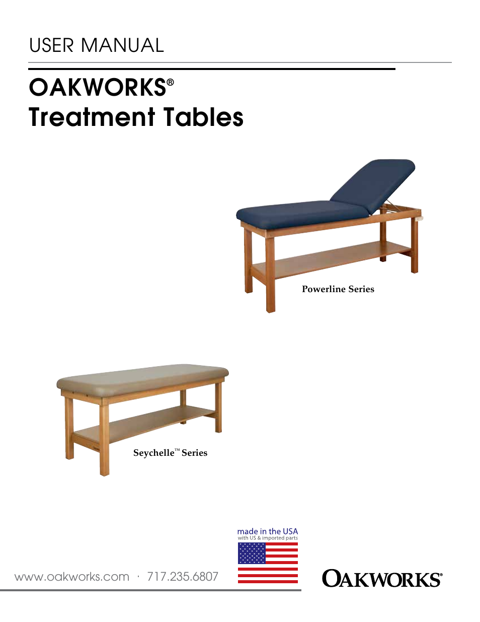 Oakworks Powerline /Seychelle Treatment Table User Manual | 16 pages