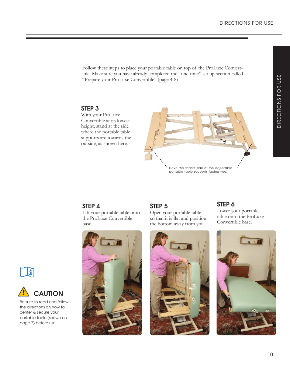Caution, Step 3, Step 4 | Step 5, Step 6 | Oakworks ProLuxe Convertible User Manual | Page 13 / 20