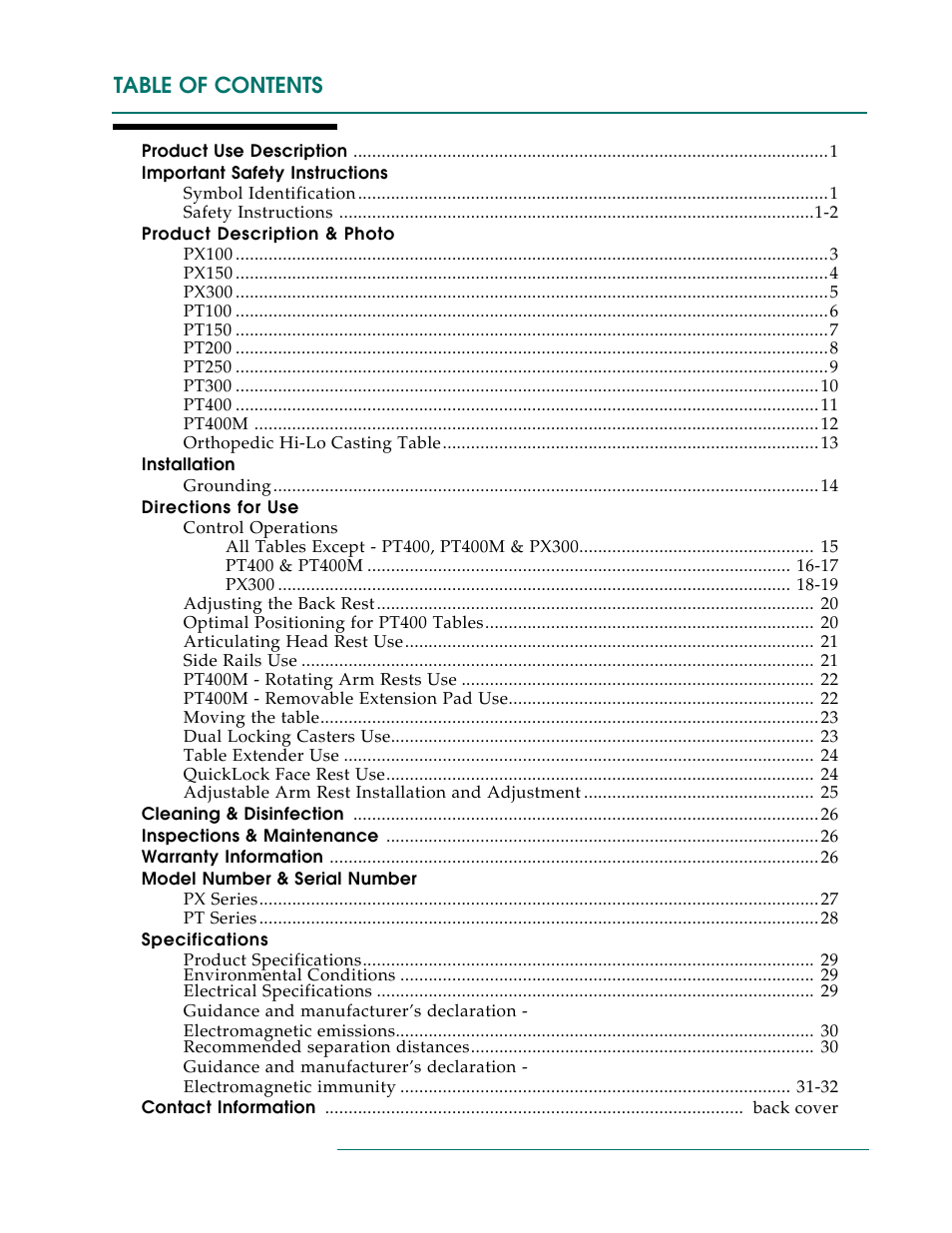 Oakworks PT Table User Manual | Page 3 / 36