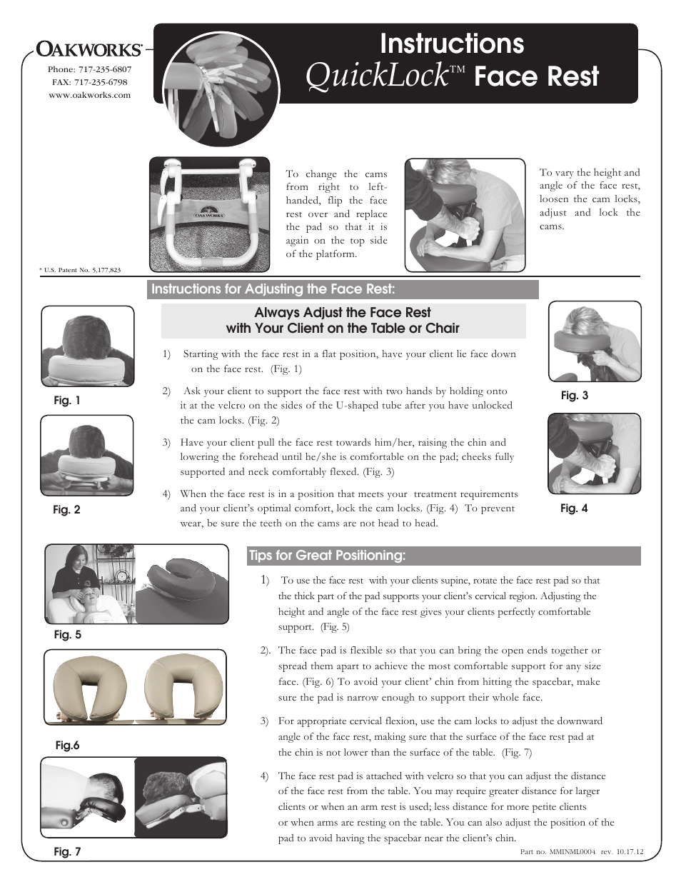 Oakworks QuickLock Face Rest User Manual | 2 pages