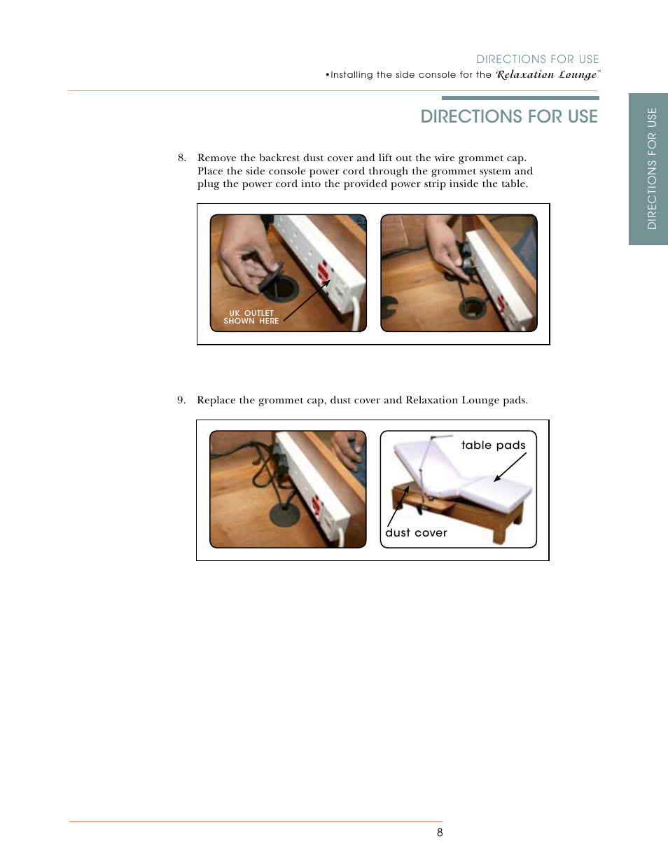 Directions for use | Oakworks Relaxation Lounge User Manual | Page 15 / 24