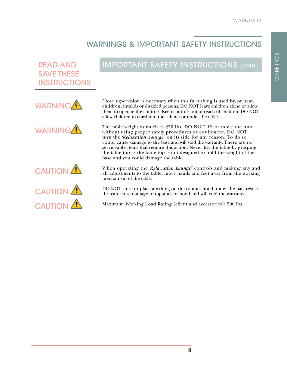 Oakworks Relaxation Lounge User Manual | Page 5 / 24