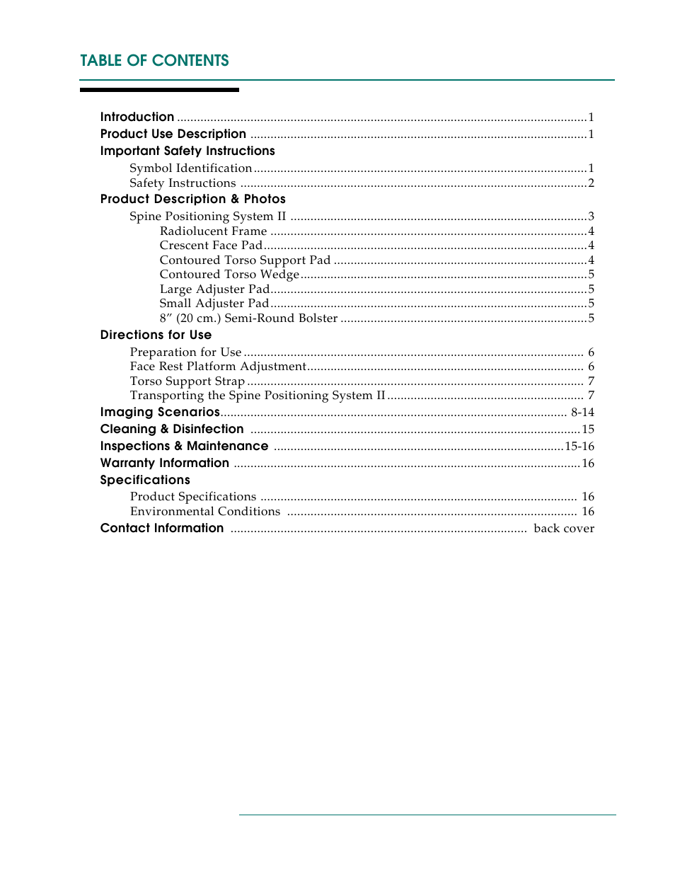 Oakworks Spine Positioning System II User Manual | Page 3 / 20