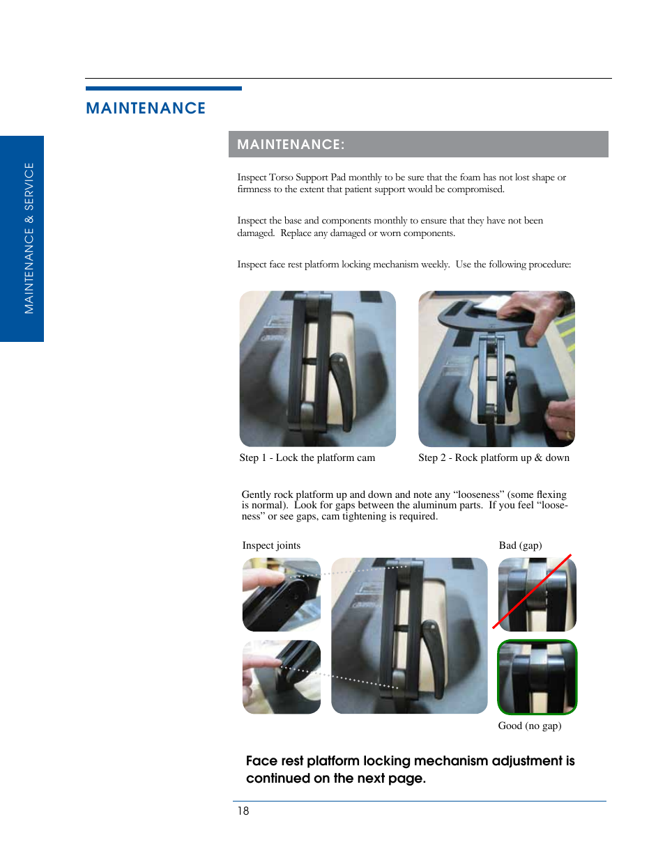 Maintenance | Oakworks Spine Positioning System User Manual | Page 20 / 24