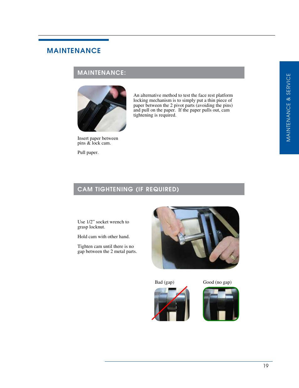 Maintenance | Oakworks Spine Positioning System User Manual | Page 21 / 24