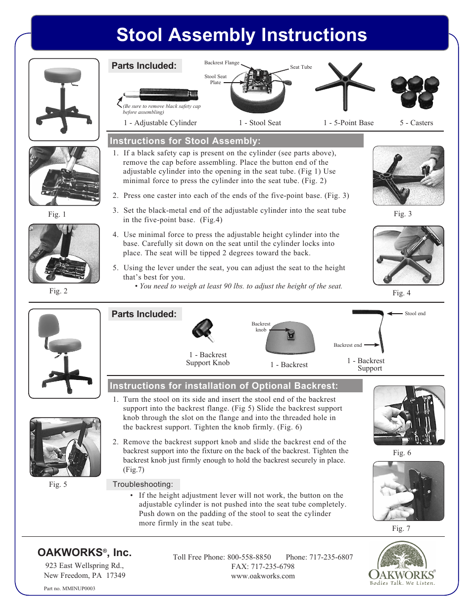Oakworks Stool Assembly User Manual | 1 page