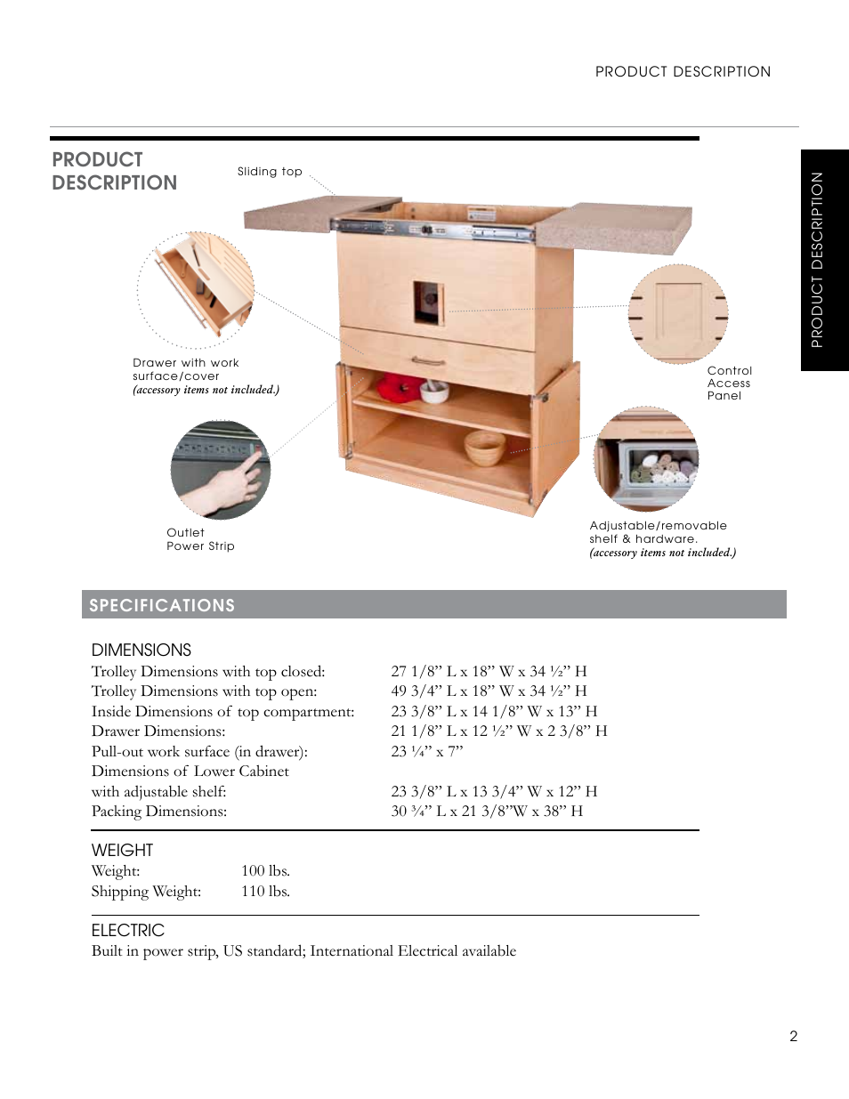 Product description | Oakworks Trolley User Manual | Page 3 / 8